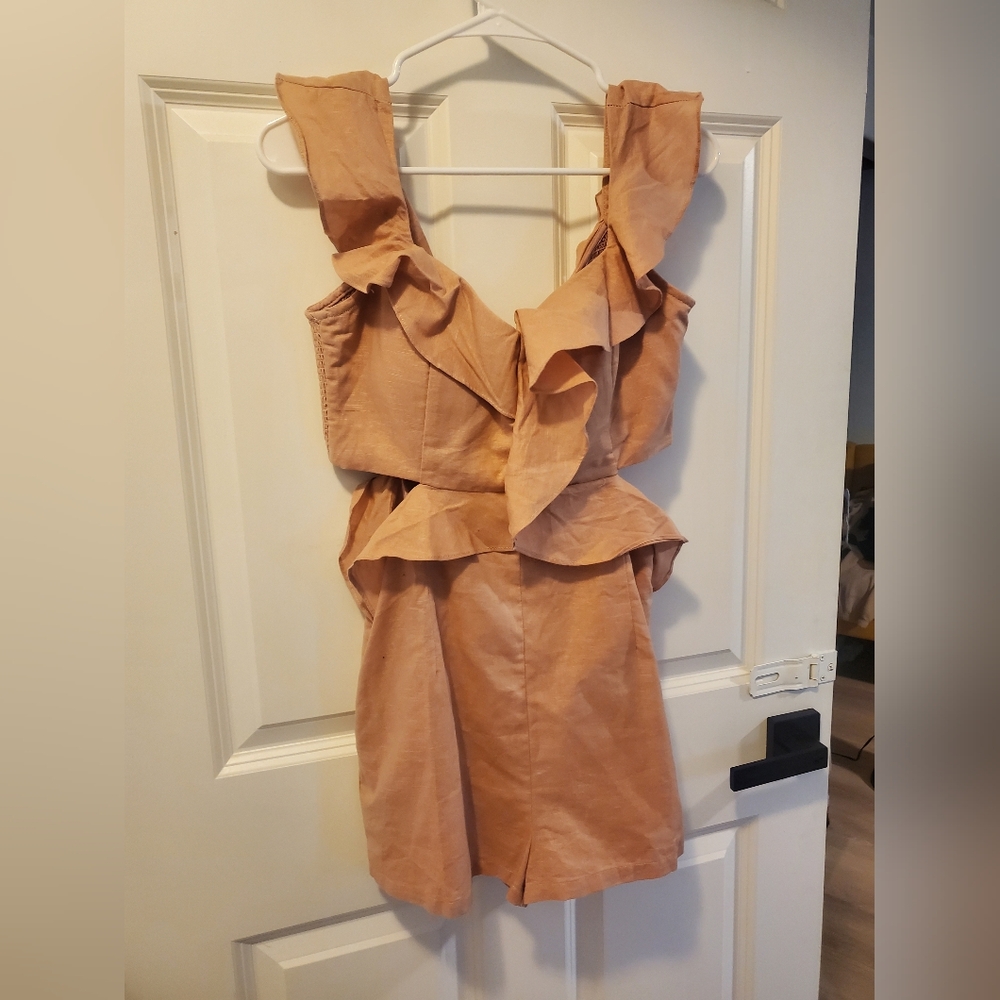 Ruffled Sleeveless Cutout Romper